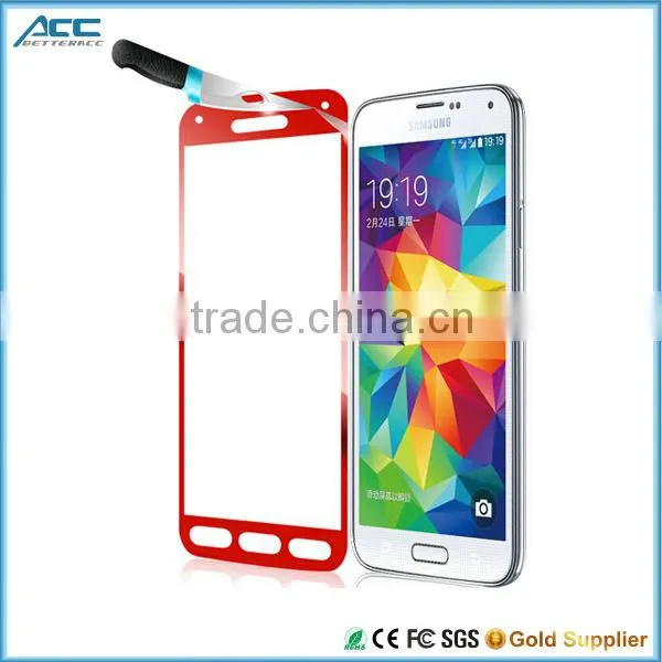 2015 hot new products,hight quality 9H hardness 2.5D round edge color tempered glass screen protector for Samsung S4 S5
