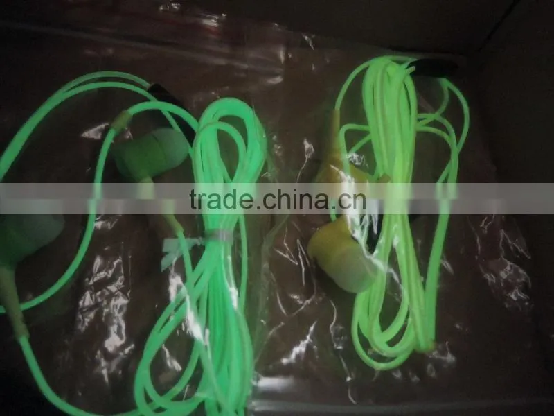 Glow In The Dark Luminous Earphones Glowing Headphones for phone 3.5mm Connectors