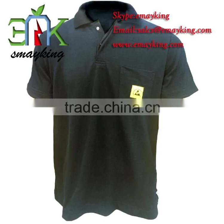 Blue Black Antistatic ESD Clean room T-shirt polo shirt