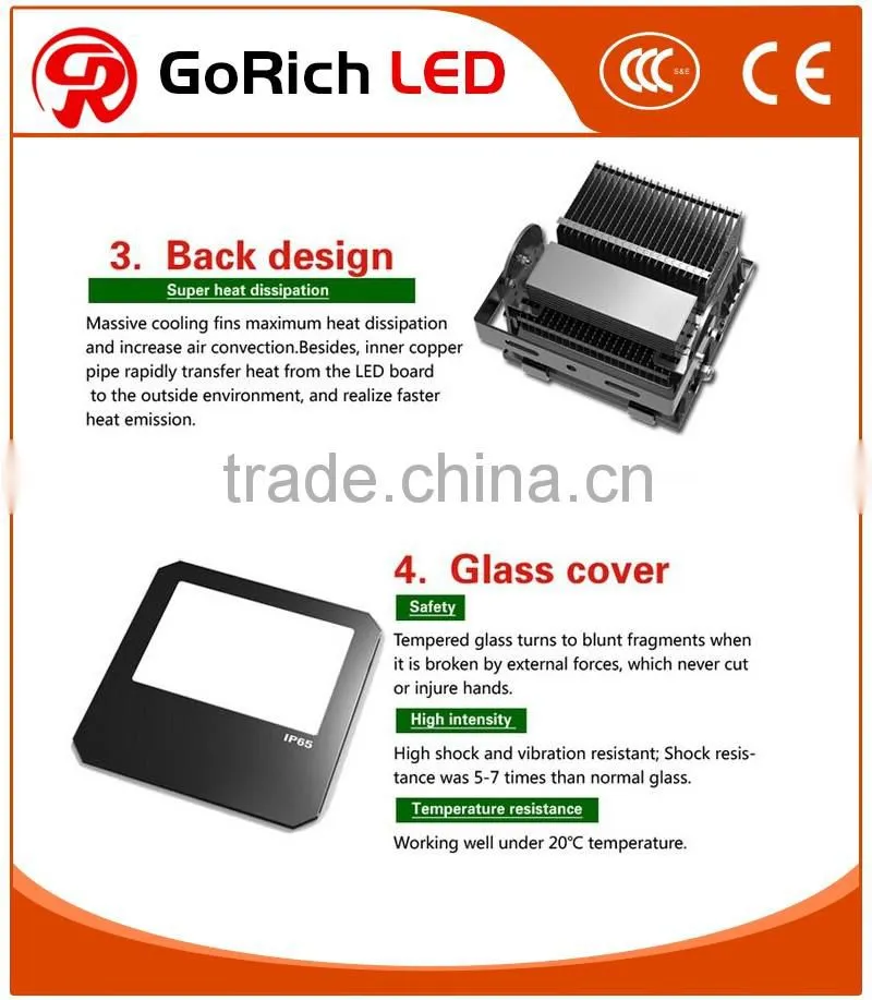 High end IP67 100w LED flood light with 5 years warranty CE/ROHS/UL/SAA