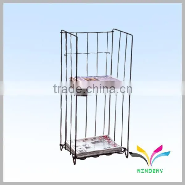 Hot sale fashion store detachable metal wire floor rack display for newspaper