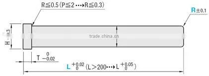 Straight Center Pins With Tip Processed -High Speed Steel SKH51/Shaft Diameter (P) Designation (0.01mm Increments) Type-