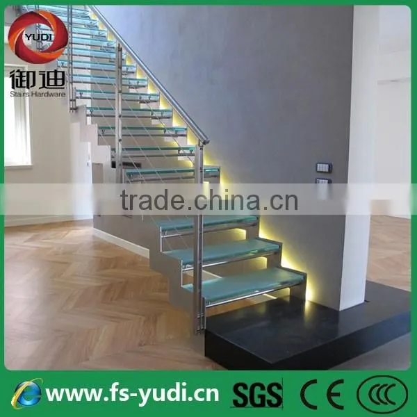glass straight stairs, Foshan straight staircase--YUDI