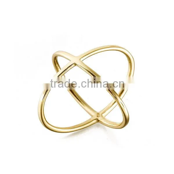 Top selling double X 925 sterling silver gilded ring