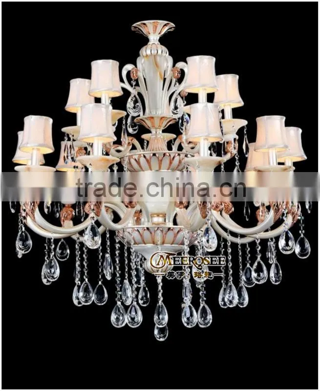 China Supply Metal Crystal Chandelier Lamp With Fabric Shade MD8788-6