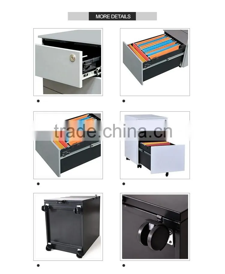 Mobile cabinet metal mobile filing cabinet pedestal with central lock