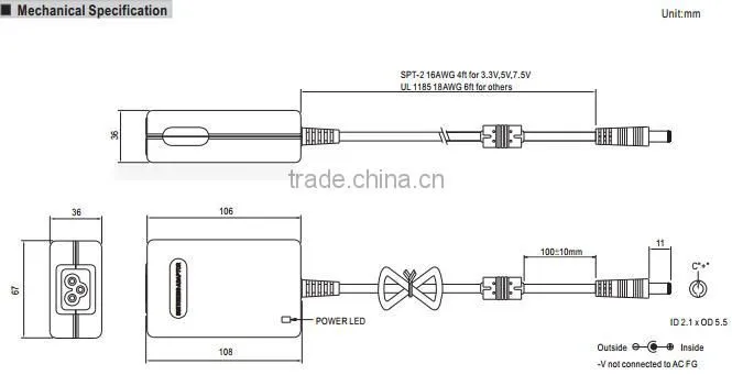 Meanwell 12v adaptor/16.5~30WAC-DC Single Output and Medical Type Desktop/12v medical type power supply