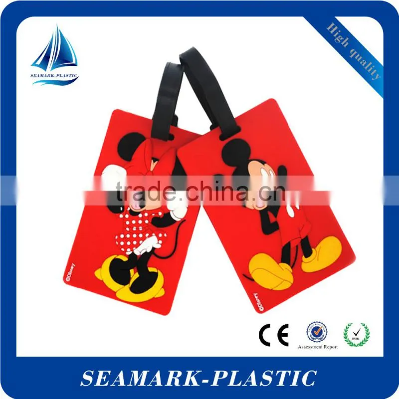 2016 soft pvc rubber custom logo raised luggage tags engraved luggage name tag for trip