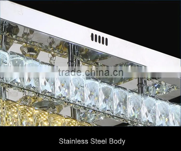 Modern Crystal Ceiling Lights K9 Crystal Steel Body Square Modern Crystal Chandelier