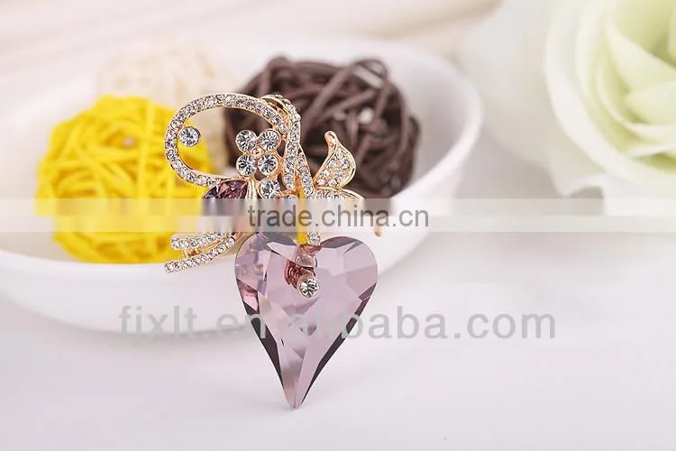 Hot Sale Imported Austrian Crystal Heart Shaped Brooch