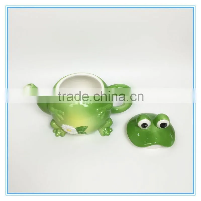 Eye-Catched Frog Shape Ceramic Tea Pot Canister Colour Spraying