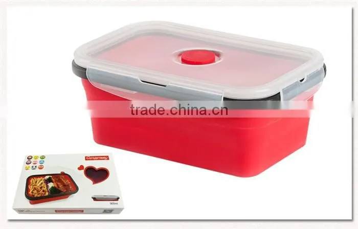 Reusable silicone folding lunch box Silicone Collapsible single Compartment Lunch Container Box silicone folding lunch box