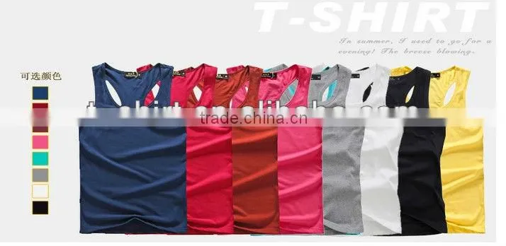 2013 Cotton Navy Blue Men's casual Tank Tops