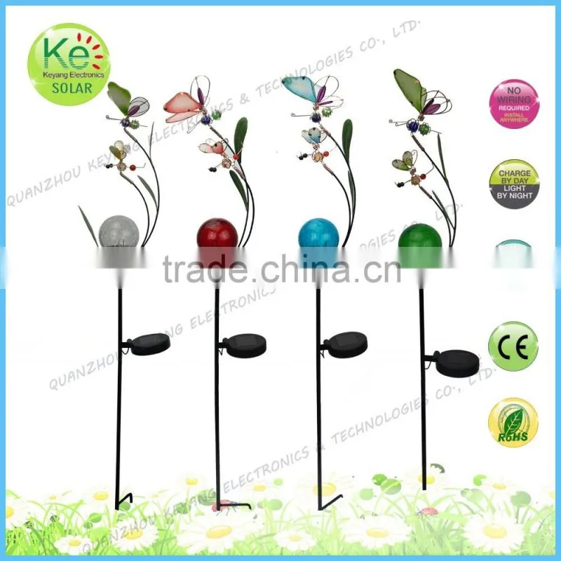 Street outdoor light glass ball butterfly solar power