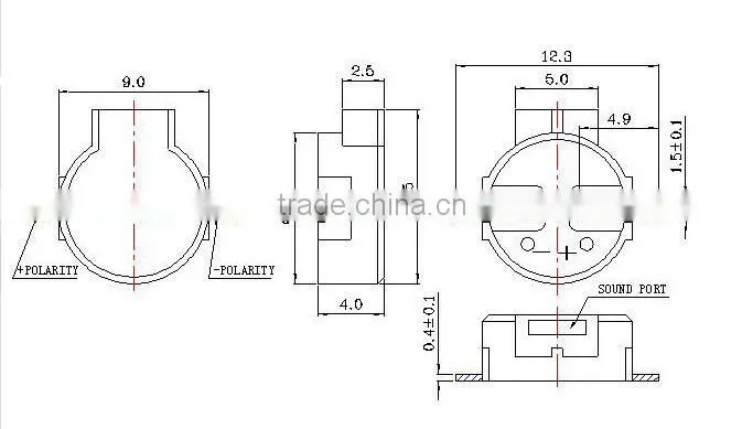SMT0904 small Electromagnetic Passive side sound hole SMD buzzer (FBELE)