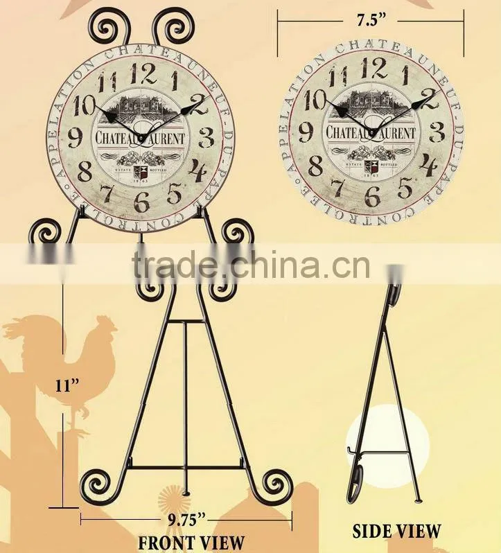 Decorative Wood table clock with easel /Decorative wooden table clock with easel/Decorative table top clock