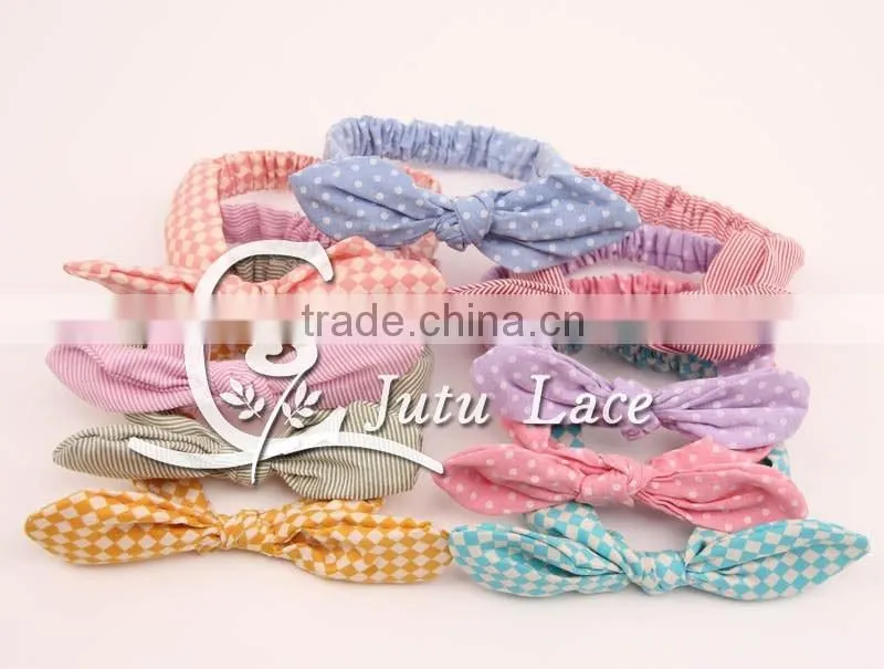 Fashion Rose Flower Print Cotton Knot Bow Princess Headband, Girl Hair Ornaments Accessory, good Stretch Headband headwear