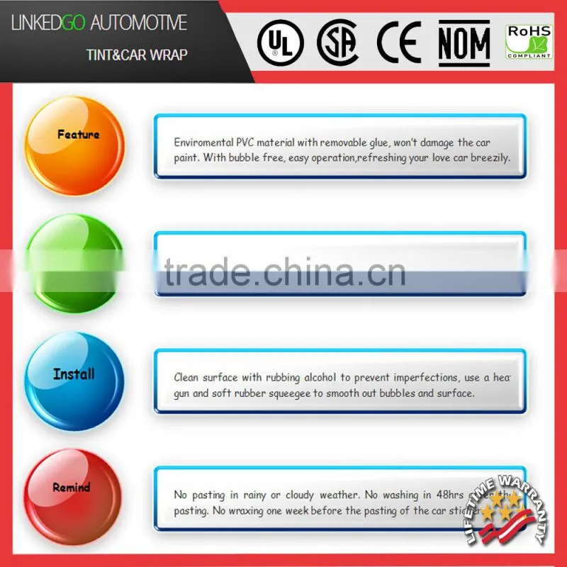 BEST Selling White Glossy vinyl sticker with 1.52*30m size car vinyl and air channel sticker from LinkedGo Manufacturer