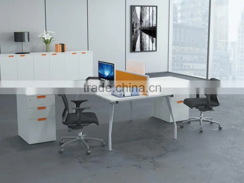 MDF board conference table with wooden table top and aluminum legs for 6 people