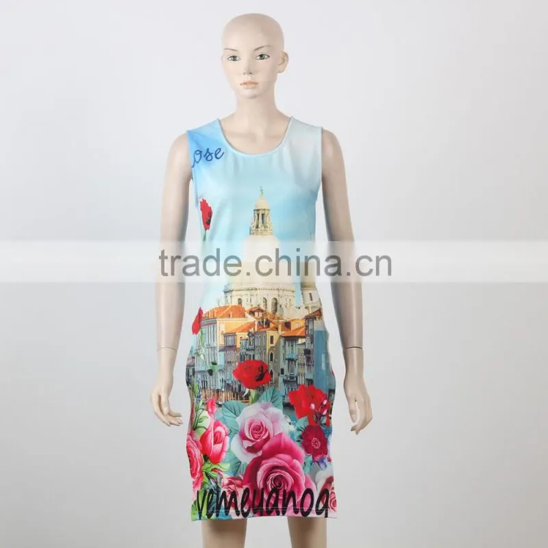 African Screen Print Dress Designs Digital Floral Printed Dress Wholesale Cheap Price