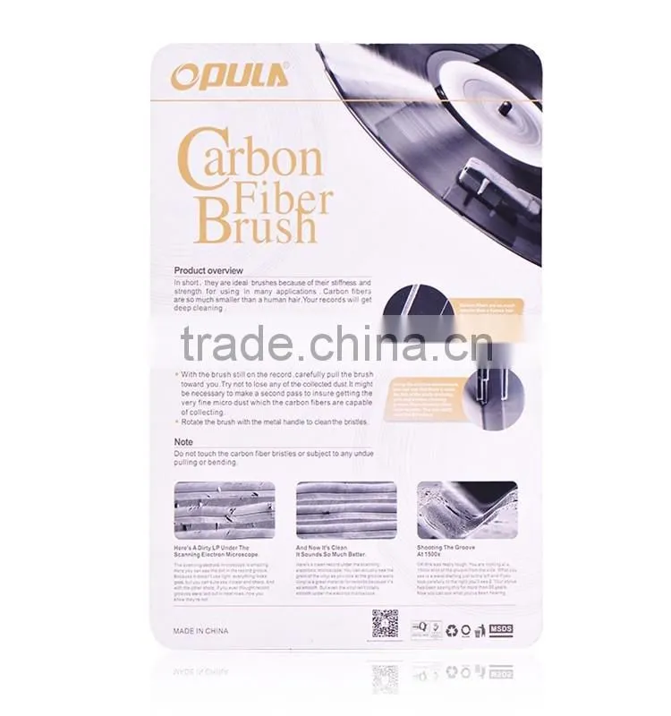 Carbon fiber velvet cleaning brush for vinyl records