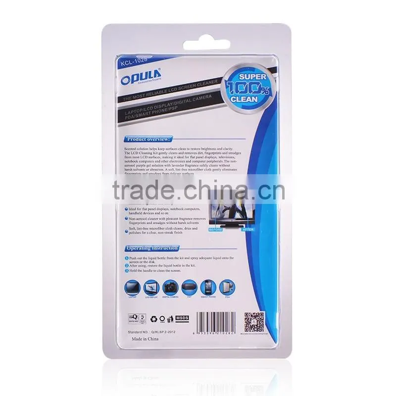 factory price opula 2 in 1 screen repair cleaning kit with spray cleaner, microfiber cloth
