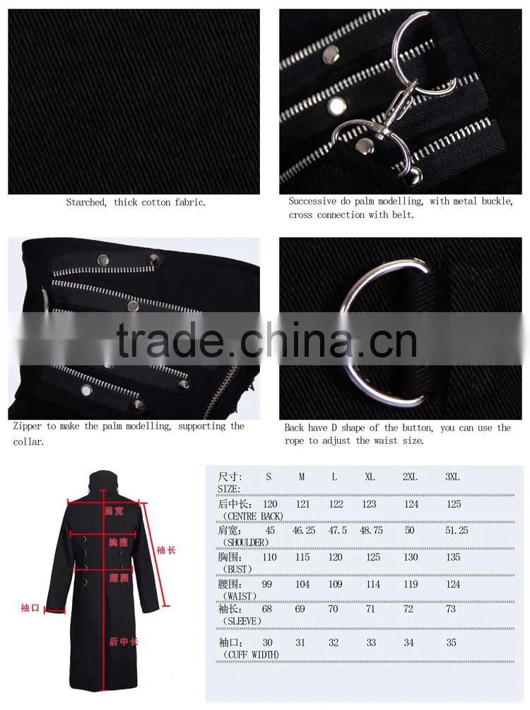 Devil fashion 2015 punk long coat in winter CT009