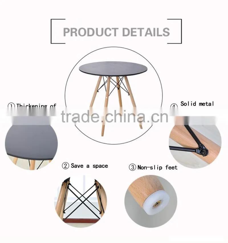 MDF dining table with metal frame & beech wood legs