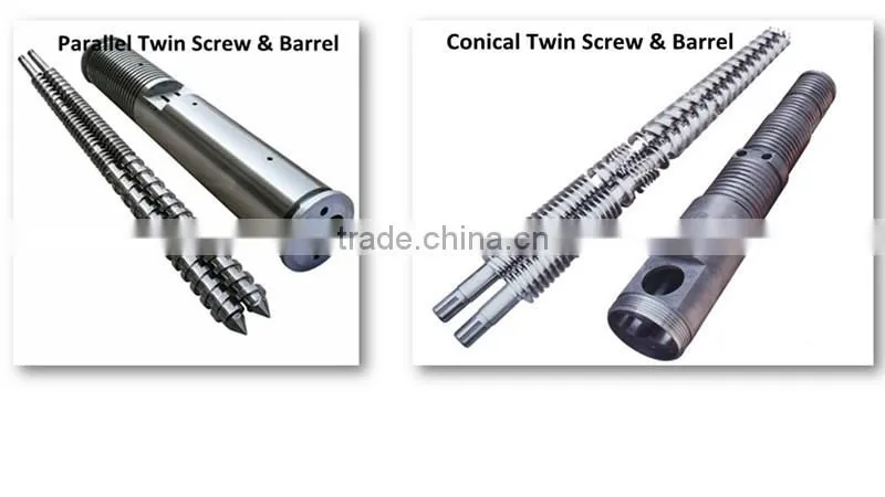 Conical twin screw and barrel for pelletizer/for color master batch production line