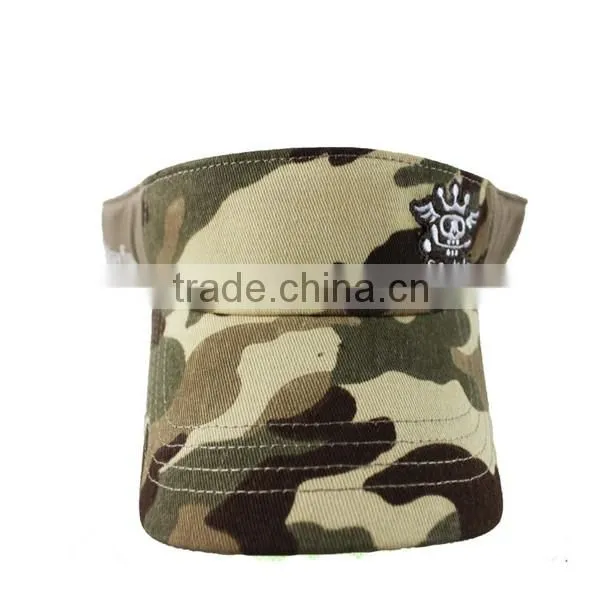 Custom cotton embroidery camo sun visor caps sun visor camo hat