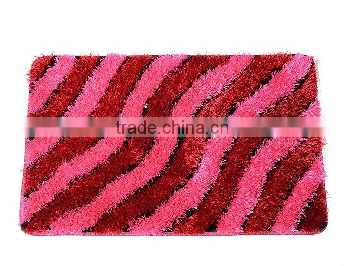 100%polyester long pile shaggy machine made silk bathroom carpet