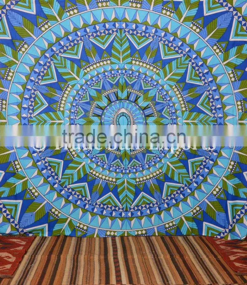 Large Indian Tribal Ombre Mandala Hippie Bohemiean Cotton Bedding Home Decor Bedspread