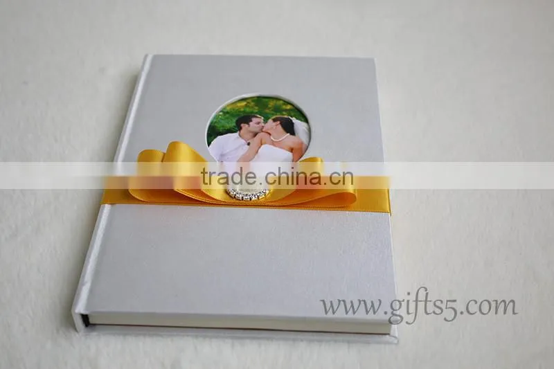 Handmade Hardcover custom wedding guest book with photo frame