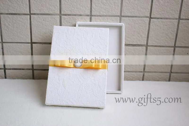 White lace fabric wedding invitation card box