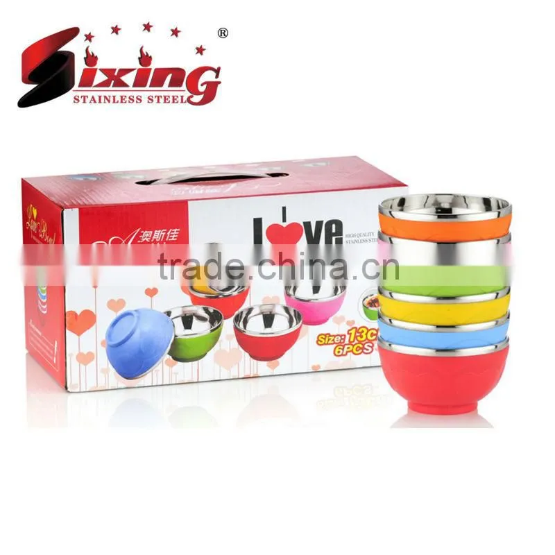 Colorful Stainless Steel Bowl Set/Mixing Bowl/Color Plastic Bowl/Salad Bowl