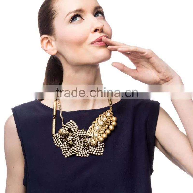 Vintage anti gold plated necklace woman jewelleries