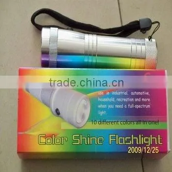 2014 esidon 3W RGB 10 color battery powered mini maglite torches led