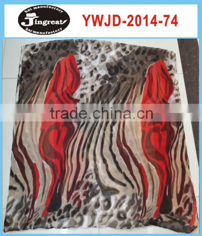2014 new fashion lady leopard print silk scarf