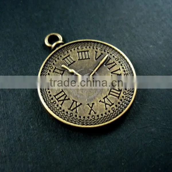 25mm round tray bezel setting vintage antiqued bronze alloy watch clock pendant charm DIY supplies 1810245