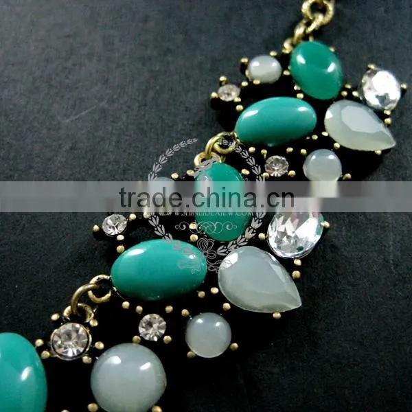 vintage bronze green stone cabochon chunky choker women statement necklace fashion chic jewelry 2013 6390022