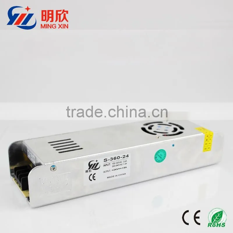 24v dc single output voltage 360W slim case switching power supply