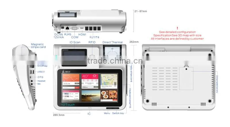 4G mobile android tablet pos