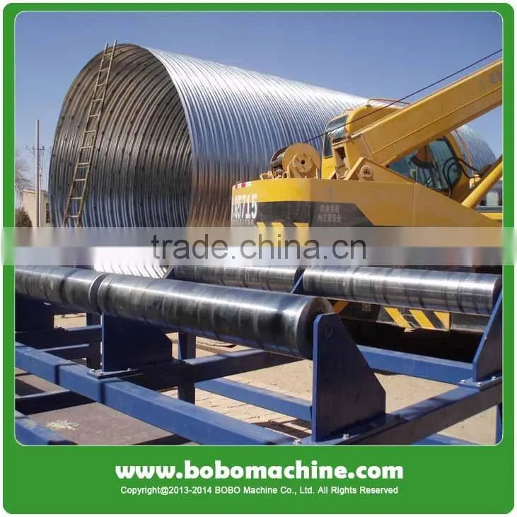 Corrugated metal pipe forming mahine for storm shelter
