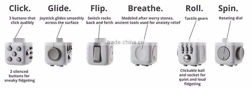 2016 New arrive Addicting High Quality 6-Sided Desk Toy Fidget Mixed colors magical cub smooth button desk toy fidget
