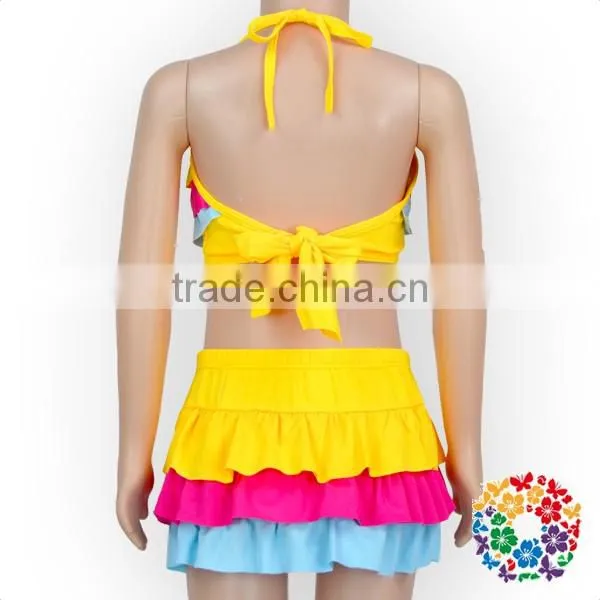 2017 New Arrival Summer Girls Colorful Ruffle Bikini Swimming wear