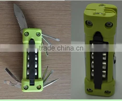 15 in 1 2016 China Multifunction Tool gifts all stainless steel Combination outdoor hand tool&multi-tools with flashlight