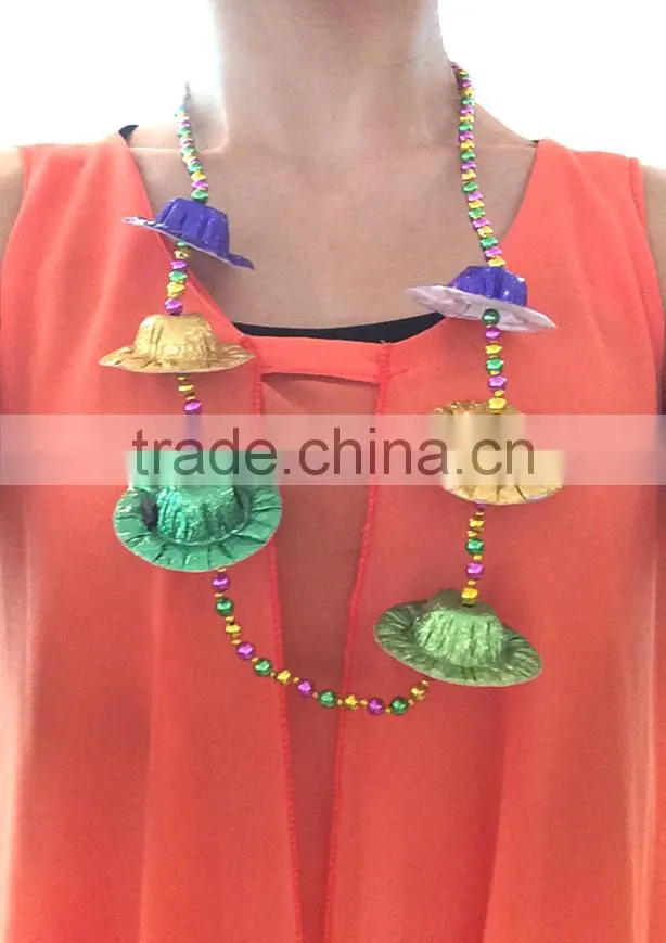 Mardi Gras/ Dionysia promotional hat pendant with beads necklace