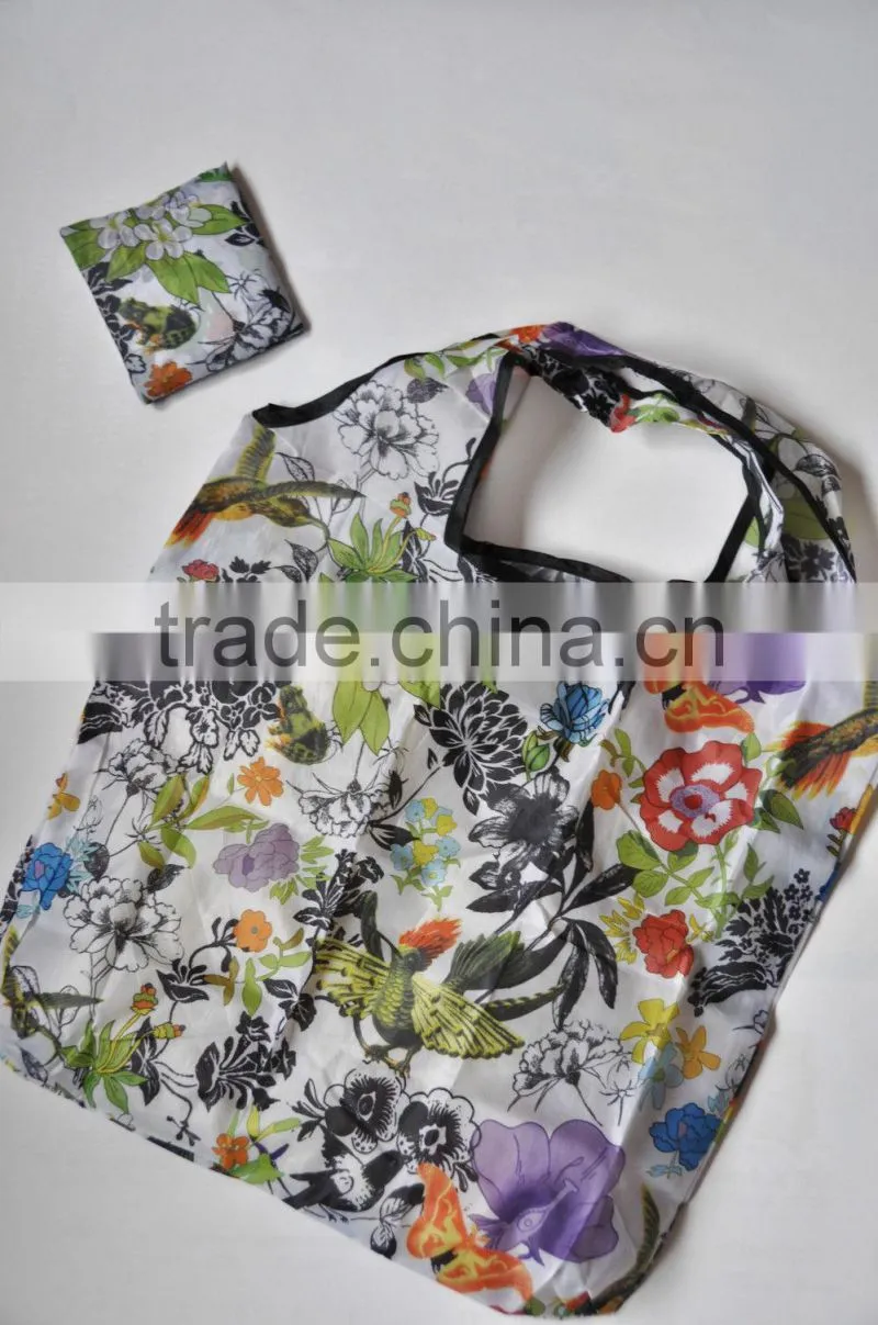 Rose Flowers Hummingbird Spring Eco Reusable Foldable Shopping Tote Bag