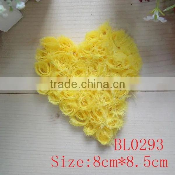 Hot 2016 new top seller heart shape fabric applique bridal trim for wedding dress