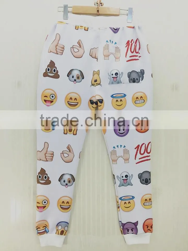 Fashion popular custom printed men emoji jogger pants